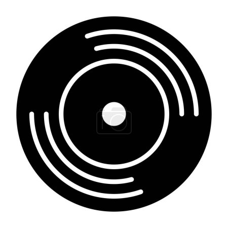 Ilustración de Icono de disco de vinilo. contorno música registro vector ilustración pictograma. aislado sobre fondo blanco. - Imagen libre de derechos