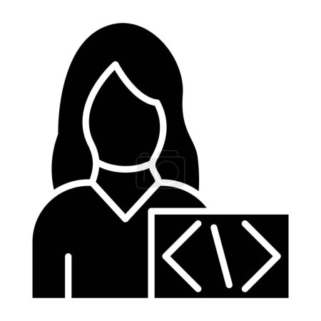 Illustration for Coder  woman. web icon simple illustration - Royalty Free Image