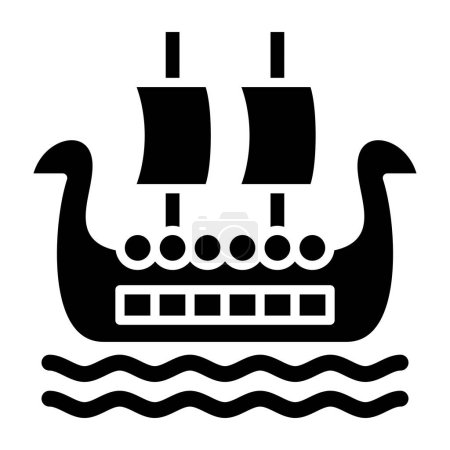 Téléchargez les illustrations : Navire viking. icône web illustration simple - en licence libre de droit
