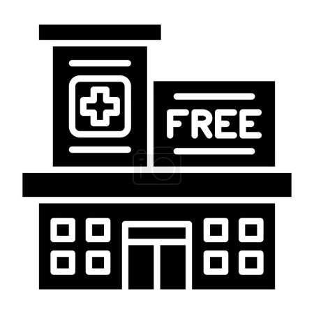 Téléchargez les illustrations : Hôpital gratuit icône simple, illustration vectorielle - en licence libre de droit