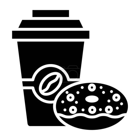 Téléchargez les illustrations : Café et beignet. icône web illustration simple - en licence libre de droit