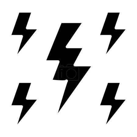 Illustration for Lightning bolt icon. black and white illustration. - Royalty Free Image