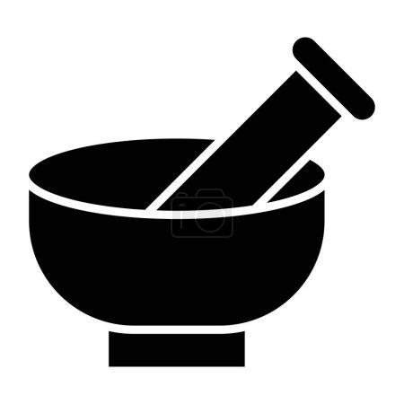Illustration for Mortar and pestle icon in flat style isolated on white background. vector illustration - Royalty Free Image