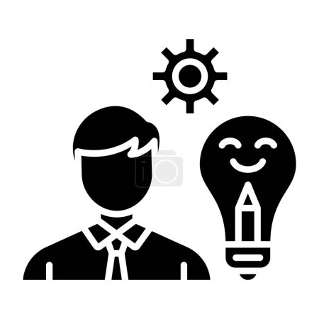 Ilustración de Idea, negocio, gerencia, puesta en marcha, optimización, comercialización, desarrollo, vector sólido del icono del glifo - Imagen libre de derechos