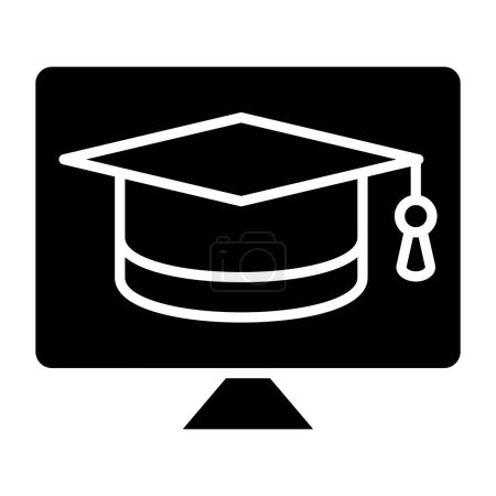 Ilustración de Graduación en línea. icono web ilustración simple - Imagen libre de derechos