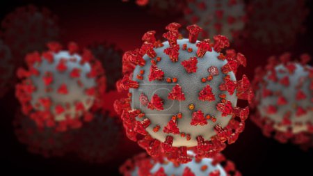 Foto de Coronavirus or SARS-CoV-2 or COVID-19 virus 3d illustration - Imagen libre de derechos