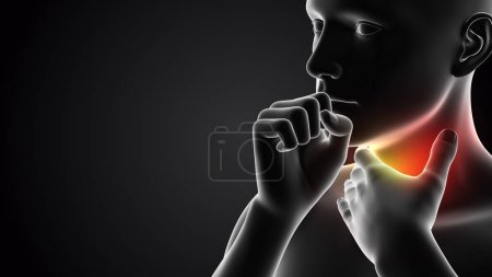 Téléchargez les photos : Human having throat pain and coughing.3d illustration. - en image libre de droit