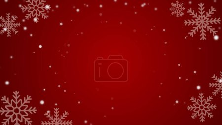 Foto de Christmas red background with snowfall and snowflakes - Imagen libre de derechos