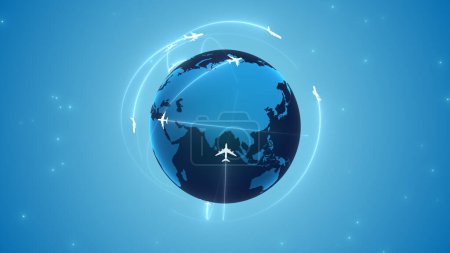 Photo for Travel concept with airplane flying around the earth - Royalty Free Image