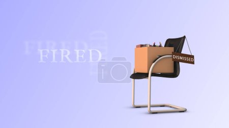 Foto de Dismissed. business chair with box with office things - Imagen libre de derechos