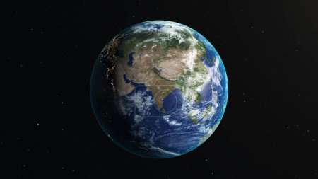 Satellitenbild der Erde mit Zoom auf Indien aus dem All