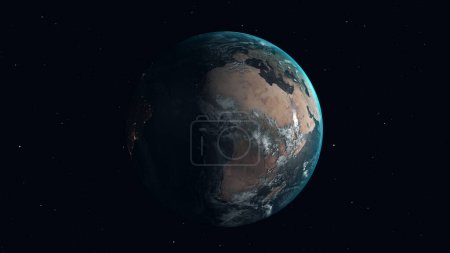 Photo for Earth rotating on starry background - Royalty Free Image