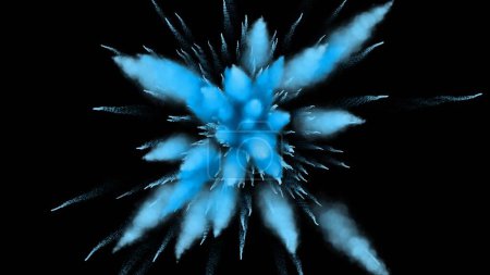 Foto de Explosión de polvo de color azul sobre fondo negro - Imagen libre de derechos