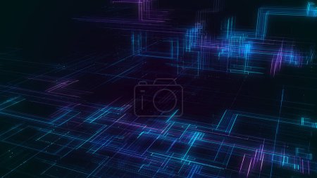 Téléchargez les photos : Cyberespace numérique avec des particules et des connexions réseau Big Data Stream. - en image libre de droit