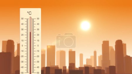 Hintergrund der globalen Erwärmung mit Thermometer