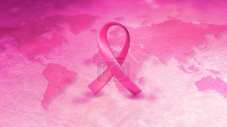 Foto de Animación del día mundial del cáncer en el fondo del mapa del mundo rosa - Imagen libre de derechos