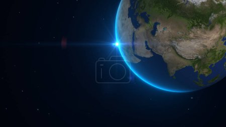 Téléchargez les photos : Rotation réaliste de la Terre à partir du cosmos - en image libre de droit