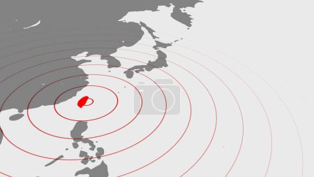 Weltkarte des Taiwan-Erdbebens mit seismischen Wellen, Kopierraum