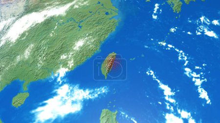 Planet Erde Taiwan Erdbeben mit roten seismischen Wellen