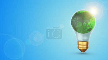 Téléchargez les photos : Globe vert orbitant à l'intérieur de la forme de l'ampoule - en image libre de droit