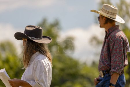 Foto de Vaquero a caballo competición, rancho - Imagen libre de derechos