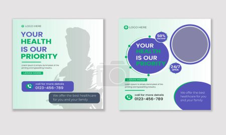 Photo for Gradient dental clinic social media post template - Royalty Free Image