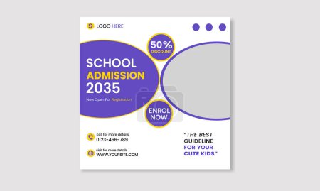 Photo for Modern school admission social media post and web banner template. - Royalty Free Image