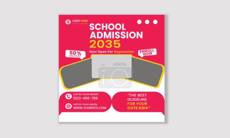 Photo for Editable School Admission social media post admission, back, college, Back to school admission promotion social media post template - Royalty Free Image