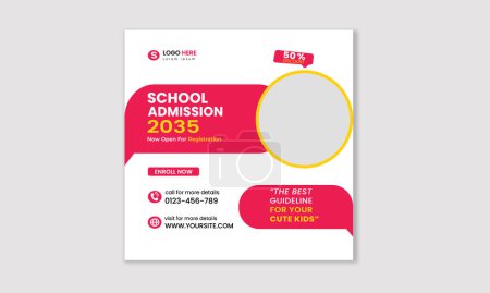 Photo for School admission square banner and social media post template, Editable School Admission social media post - Royalty Free Image
