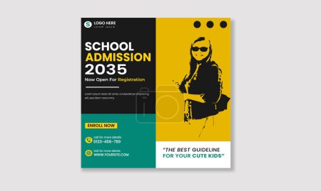 Photo for Back to school admission promotion social media post template ,School Admission social media post, promotional discount - Royalty Free Image