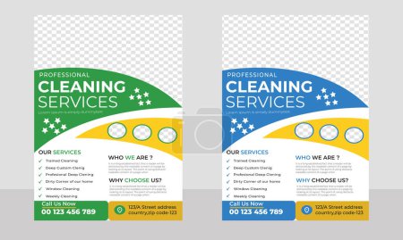 Illustration for Cleaning service flyer template concept design,A4 Size Cleaning service Flyer Design Template - Royalty Free Image