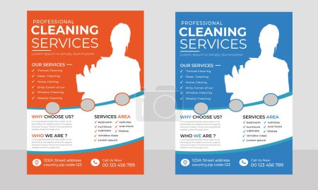 Conception de dépliant de service de nettoyage, Modèle de conception d'affiche de dépliant, Modèle de dépliant de services de nettoyage de maison