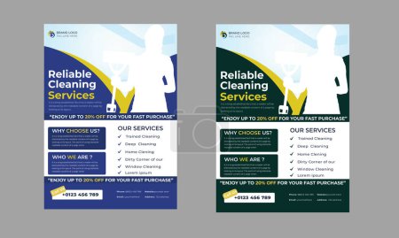Illustration for A4 Size Cleaning service Flyer Design Template,Cleaning service flyer Vector and editable flyer design, - Royalty Free Image
