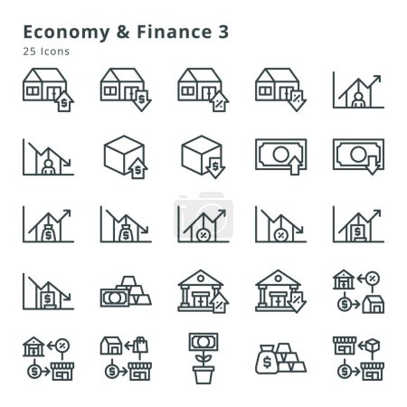 Ilustración de 25 icons on economy, finance and related topic - Imagen libre de derechos
