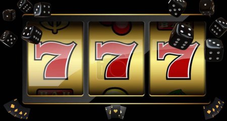 Téléchargez les photos : Casino gambling. jackpot and lucky cards. vector illustration on black background - en image libre de droit