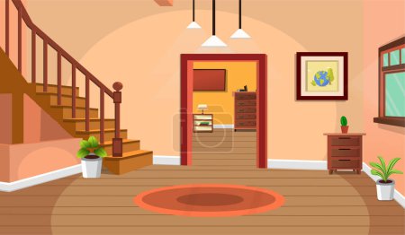 Illustration for Living Room inside interior vector illustration cartoon background. - Royalty Free Image