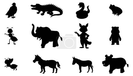 Illustration for Wild animals set silhouette vector forest animals silhouette set isolated on a white background - Royalty Free Image
