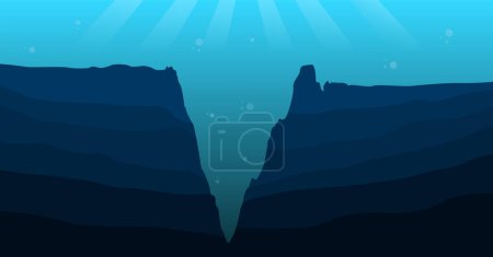 Illustration for Vector silhouette mariana trench underwater sea illustration - Royalty Free Image