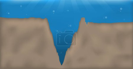 Illustration for Vector realistic mariana trench underwater sea illustration - Royalty Free Image