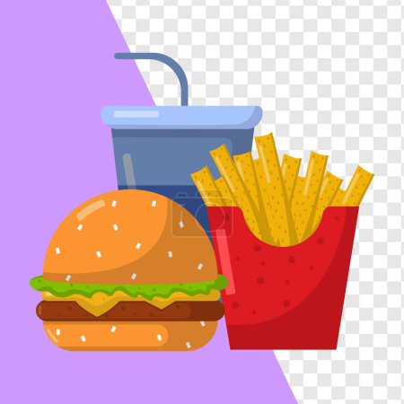 Illustration for Vector illustration of fast food meal set - Royalty Free Image