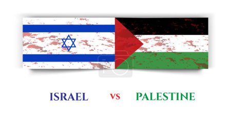 Téléchargez les illustrations : Palestine vs guerre des drapeaux israéliens, isolé sur fond blanc, illustration vectorielle - en licence libre de droit