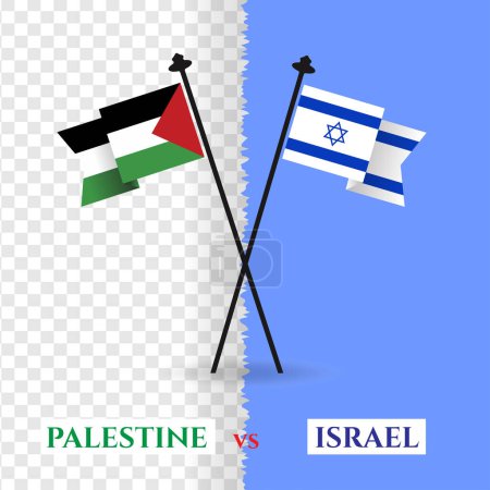 Téléchargez les illustrations : Palestine vs guerre des drapeaux israéliens, isolé sur un fond, illustration vectorielle - en licence libre de droit