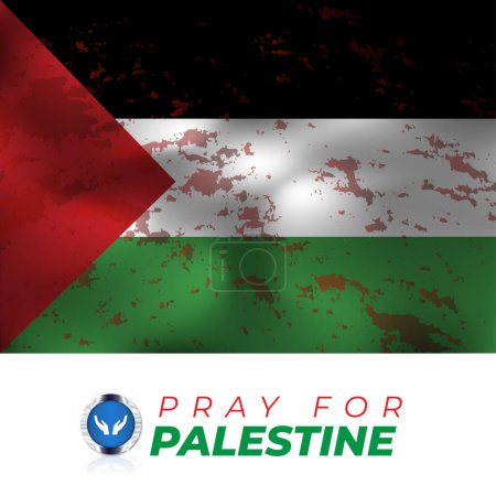 Ilustración de Rezar por la bandera palestina diseño de póster de guerra, somos pie para palestina concepto de plantilla vectorial - Imagen libre de derechos