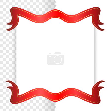 Illustration for Red tag with corner ribbon, empty page template frame isolated on background - Royalty Free Image