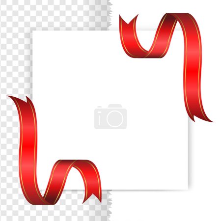 Illustration for Red tag with corner ribbon, empty page template frame isolated on background - Royalty Free Image