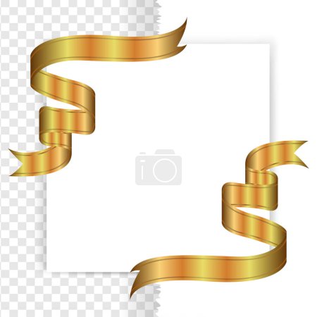 Illustration for Golden tag with corner ribbon, empty page template frame isolated on background - Royalty Free Image