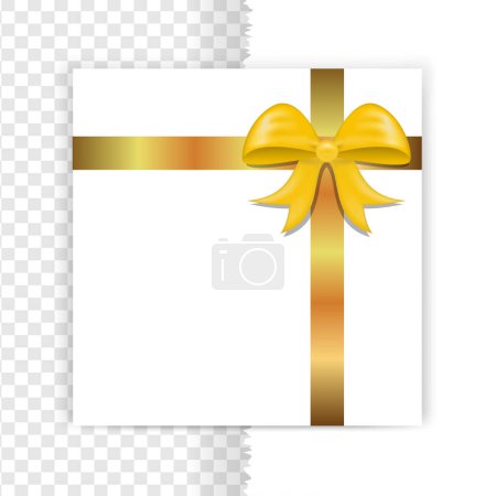 Illustration for Golden tag with corner ribbon, empty page template frame isolated on background - Royalty Free Image