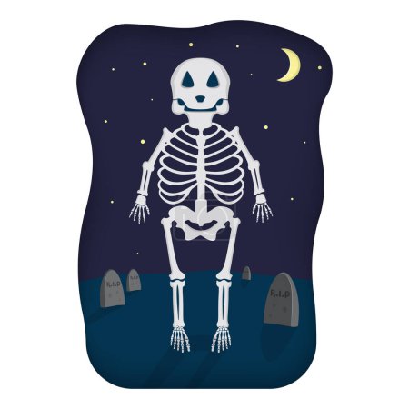 Ilustración de Cartoon cute skeleton with night graveyard background clipart graphics - Imagen libre de derechos