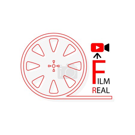 Téléchargez les illustrations : Véritable icône de film, logo de production de film, illustration vectorielle - en licence libre de droit