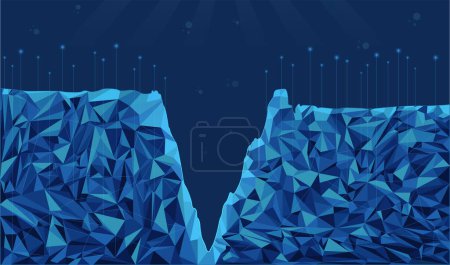 Illustration for Abstract geometric triangle shapes high tech mariana trench, dark blue water mariana trench, underwater sea vector illustration technology based concept - Royalty Free Image